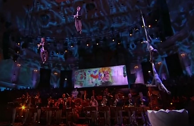 Corpus Acrobatics performing with Concertgebouw Orchestra and flying clsarinets.